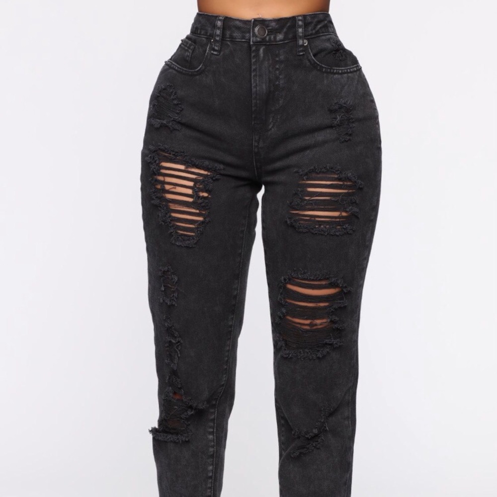 Black Distressed Boyfriend Jeans
